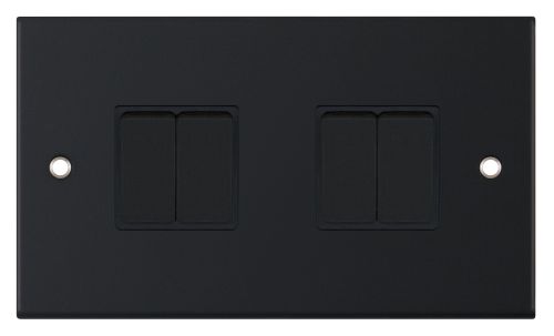 Selectric 10 Amp Plate Switch 4 Gang 2 Way Matt Black