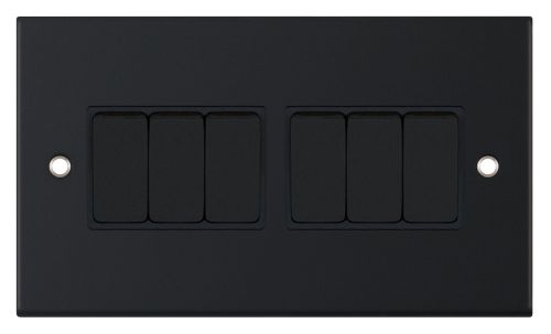 Selectric 10 Amp Plate Switch 6 Gang 2 Way Matt Black
