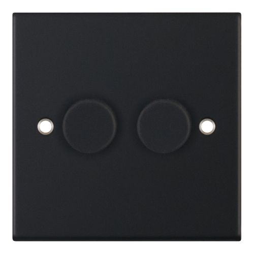 Selectric 2 Gang 2 Way Dimmer Switch Push On/Off 5-100W Matt Black
