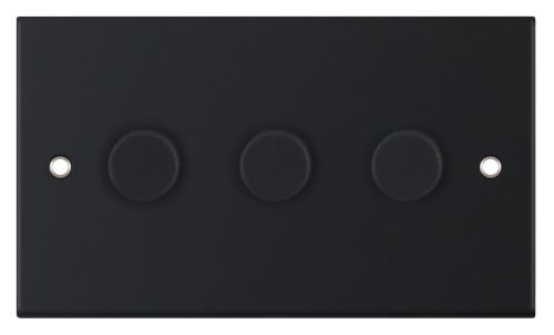 Selectric 3 Gang 2 Way Dimmer Switch Push On/Off 5-100W Matt Black