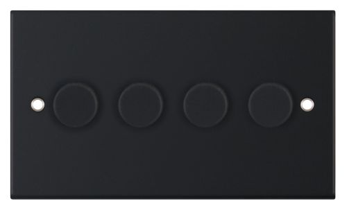Selectric 4 Gang 2 Way Dimmer Switch Push On/Off 5-100W Matt Black