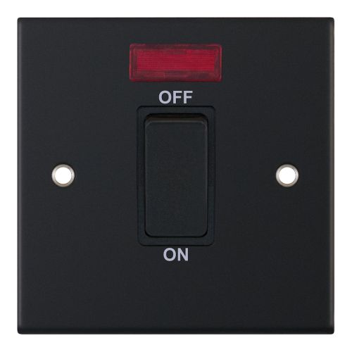 Selectric 45 Amp DP Switch with Neon 1 Gang Matt Black