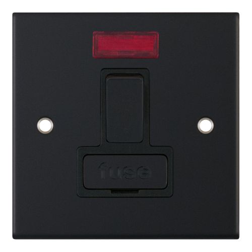Selectric 13 Amp Fused Connection Unit with Neon DP Switched Matt Black