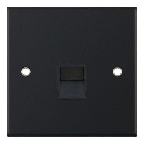 Selectric 1 Gang Secondary Telephone Socket Matt Black with Black Insert