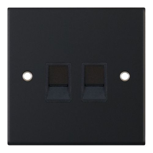 Selectric 2 Gang RJ45 Computer/Data Socket Matt Black with Black Inserts