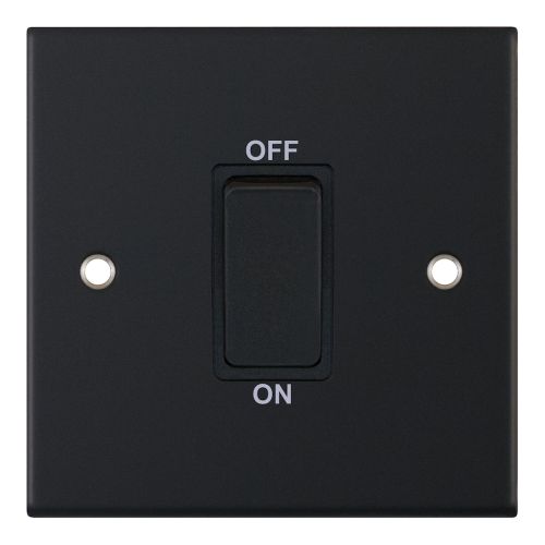 Selectric 45 Amp DP Switch 1 Gang Plate Matt Black w/ Black Inserts