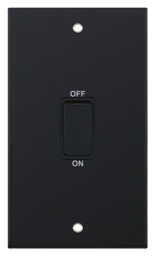 Selectric 45 Amp DP Switch 2 Gang Plate Matt Black w/ Black