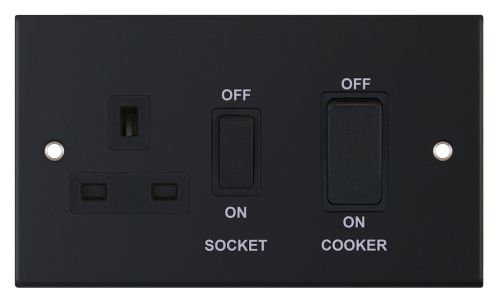 Selectric 45 Amp Cooker Unit with 13 Amp Switched Socket Matt Black