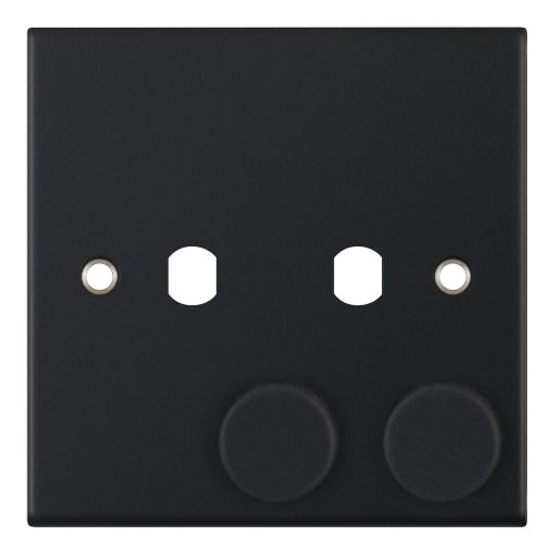 Selectric 2 Aperture Empty Dimmer Plate w/ Knobs Matt Black