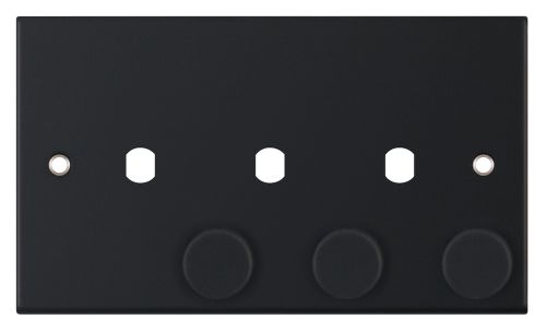 Selectric 3 Aperture Empty Dimmer Plate w/ Knobs Matt Black