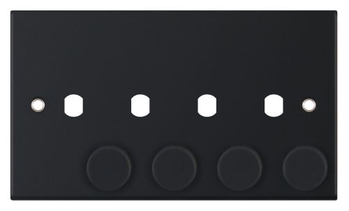 Selectric 4 Aperture Empty Dimmer Plate w/ Knobs Matt Black
