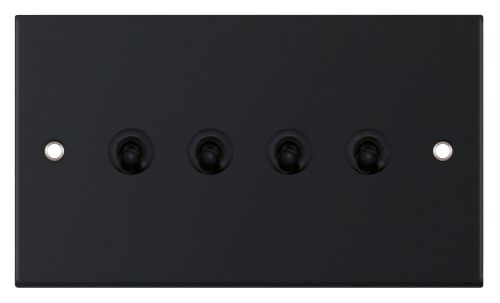 Selectric 10 Amp Toggle Switch 4 Gang 2 Way Matt Black with Black Toggles