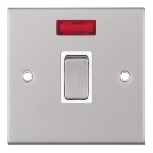 Selectric 20 Amp DP Switch with Neon Satin Chrome White Insert