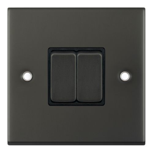 Selectric 10 Amp Plate Switch 2 Gang 2 Way X-Rated Dark Bronze Black Insert