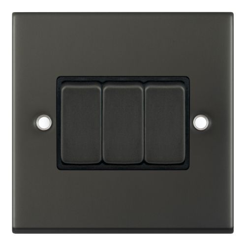 Selectric 10 Amp Plate Switch 3 Gang 2 Way X-Rated Dark Bronze Black Insert
