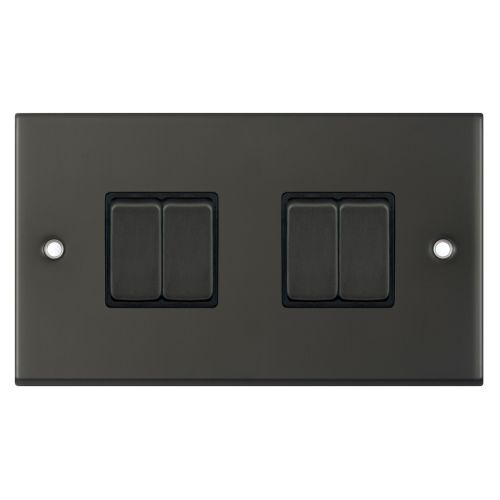 Selectric 10 Amp Plate Switch 4 Gang 2 Way X-Rated Dark Bronze Black Insert