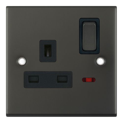 Selectric 1 Gang 13 Amp Socket with Neon DP Switched Dark Bronze