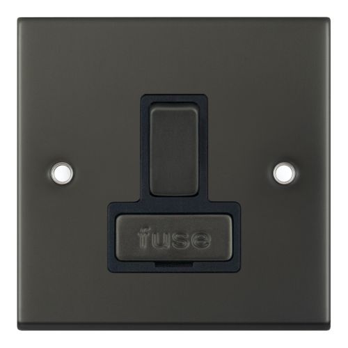 Selectric 13 Amp Fused Connection Unit DP Switched Dark Bronze Black Insert