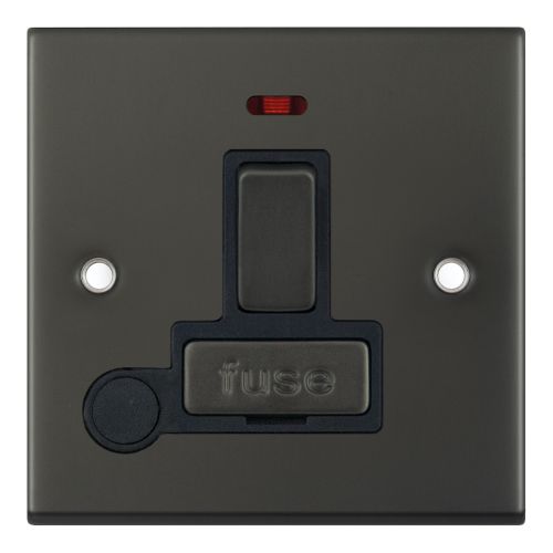 Selectric 13 Amp Fused Connection Unit with Neon and Flex Outlet DP Switched Dark Bronze 
