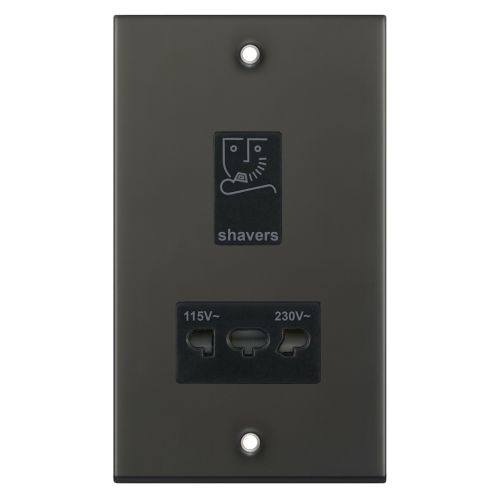 Selectric Dual Voltage Shaver Socket 115V & 230V Output Dark Bronze Black Insert