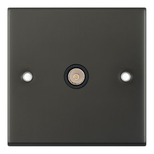 Selectric 1 Gang TV/FM ﻿Coaxial/Aerial Socket Dark Bronze Black Insert