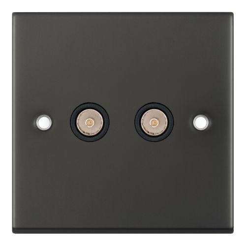 Selectric 2 Gang TV/FM ﻿Coaxial/Aerial Socket Dark Bronze Black Insert