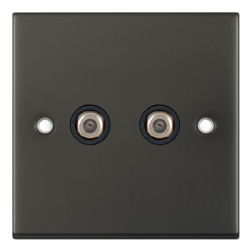 Selectric 2 Gang F-Type Satellite Socket Dark Bronze Black Insert