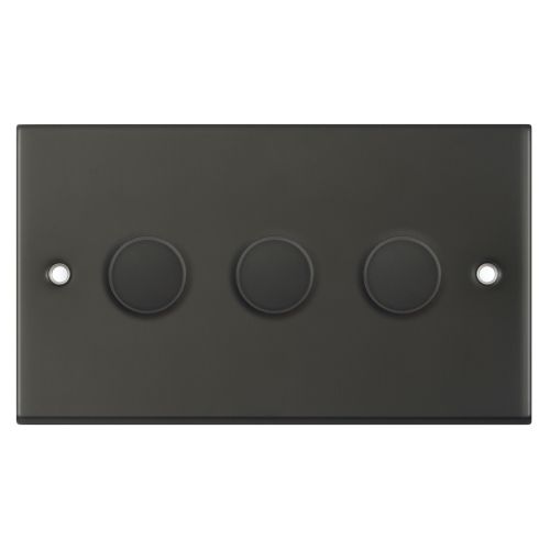Selectric 3 Gang 2 Way Dimmer Switch Push On/Off 5-100W Dark Bronze 