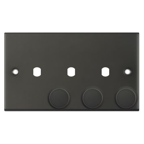 Selectric 3 Aperture Empty Dimmer Plate w/ Knobs Dark Bronze