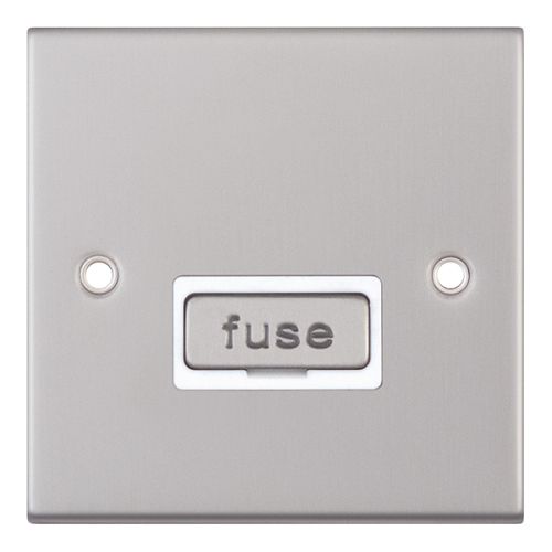 Selectric 13 Amp Fused Connection Unit Unswitched Satin Chrome White Insert