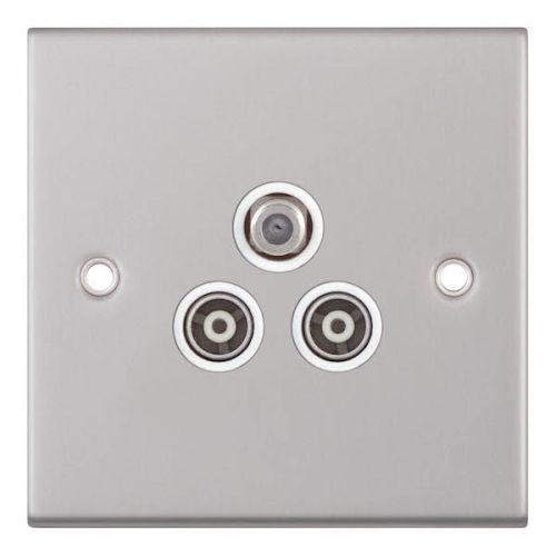 Selectric 1 Gang F-Type Satellite 2 Gang TV/FM ﻿Coaxial/Aerial Sockets Isolated Satin Chrome 