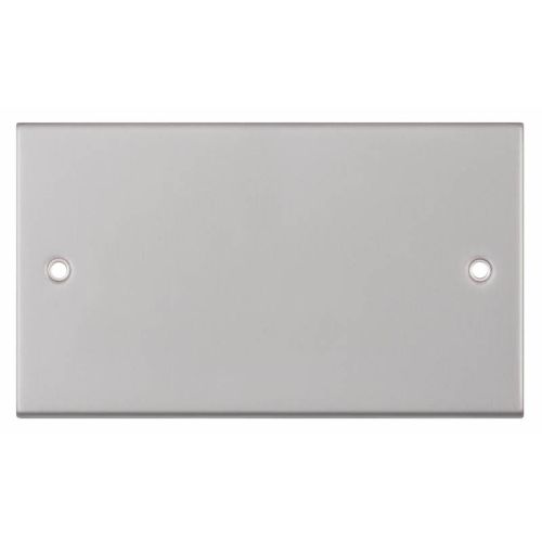 Selectric 2 Gang Blanking Plate Satin Chrome White Insert