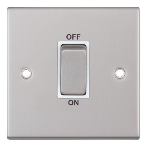 Selectric 45 Amp DP Switch 1 Gang Plate Satin Chrome w/ White Insert