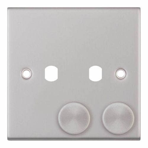 Selectric 2 Aperture Empty Dimmer with Knobs Satin Chrome