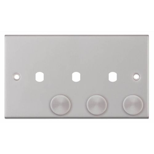 Selectric 3 Aperture Empty Dimmer with Knobs Satin Chrome 
