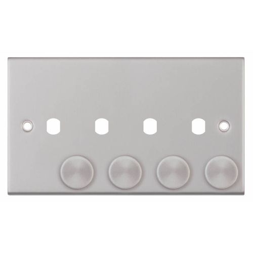Selectric 4 Aperture Empty Dimmer with Knobs Satin Chrome