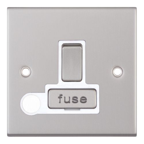 Selectric 13 Amp Fused Connection Unit DP Switched with Flex Satin Chrome White Insert