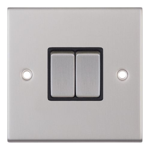 Selectric 10 Amp Plate Switch 2 Gang 2 Way X-Rated Satin Chrome Black Insert