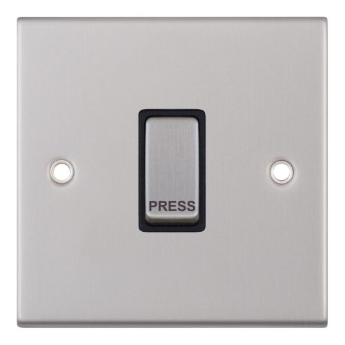 Selectric 10 Amp Push Switch 1 Gang X-Rated “PRESS” Satin Chrome Black Insert
