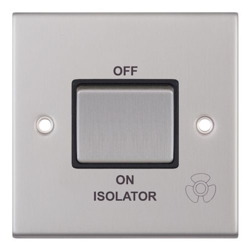 Selectric 10 Amp 3 Pole Fan Isolator Switch X-Rated Satin Chrome Black Insert