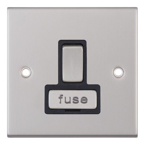 Selectric 13 Amp Fused Connection Unit DP Satin Chrome Black Insert