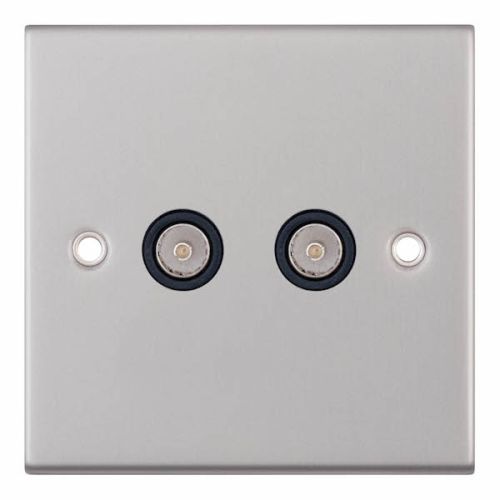 Selectric 2G TV/FM ﻿Coaxial/Aerial Socket Satin Chrome Black Insert