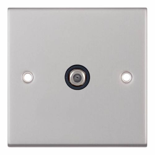 Selectric 1 Gang F-Type Satellite Socket Satin Chrome with Black Insert