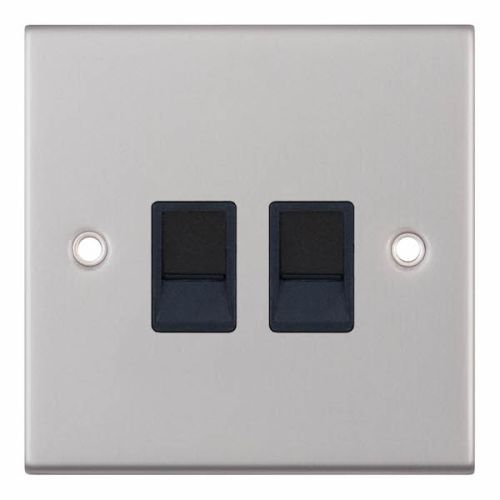 Selectric 2 Gang RJ45 Computer/Data Socket Satin Chrome with Black Insert