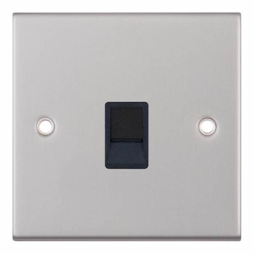 Selectric 1 Gang RJ11 Data Socket Satin Chrome with Black Insert