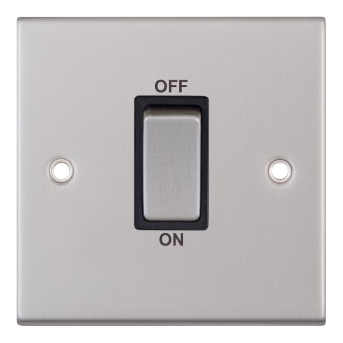 Selectric 45 Amp DP Switch 1 Gang Satin Chrome Black Insert