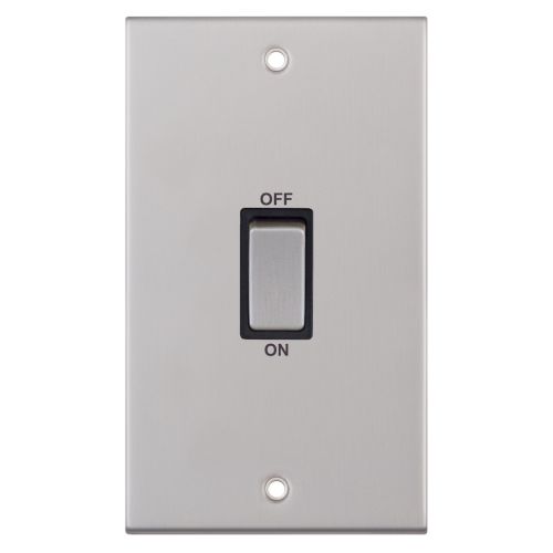 Selectric 45 Amp DP Switch 2 Gang Satin Chrome Black Insert