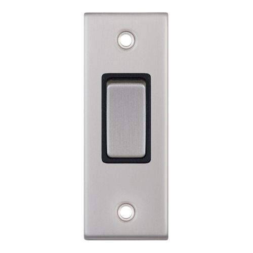 Selectric 10 Amp Architrave Switch 1 Gang 2 Way X-Rated Satin Chrome Black Insert