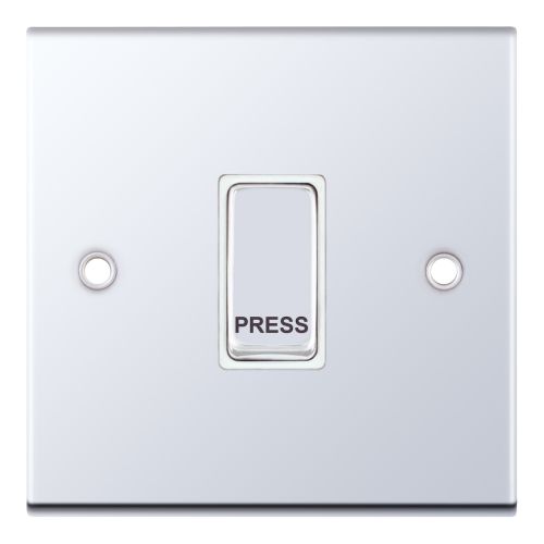 Selectric 10 Amp Push Switch 1G X-Rated “PRESS” Polished Chrome White Inserts