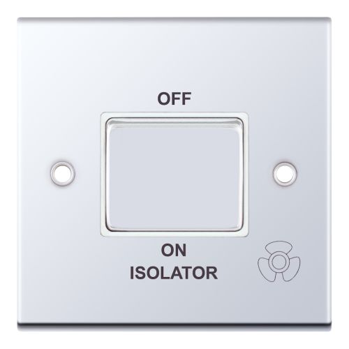 Selectric 10 Amp 3 Pole Fan Isolator Switch X-Rated Polished Chrome with White Insert
